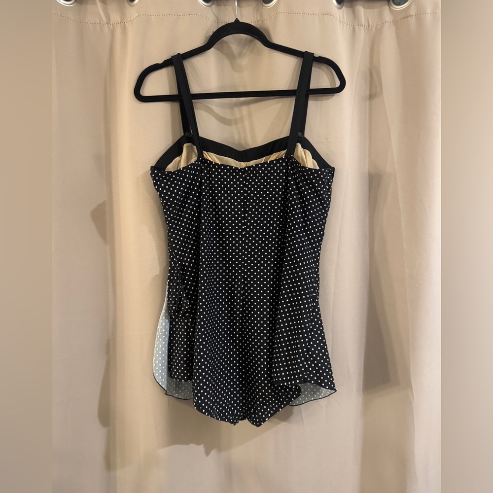 Maxine of Hollywood Black and White Polka Dot One Piece Swimsuit - Picture 3 of 8